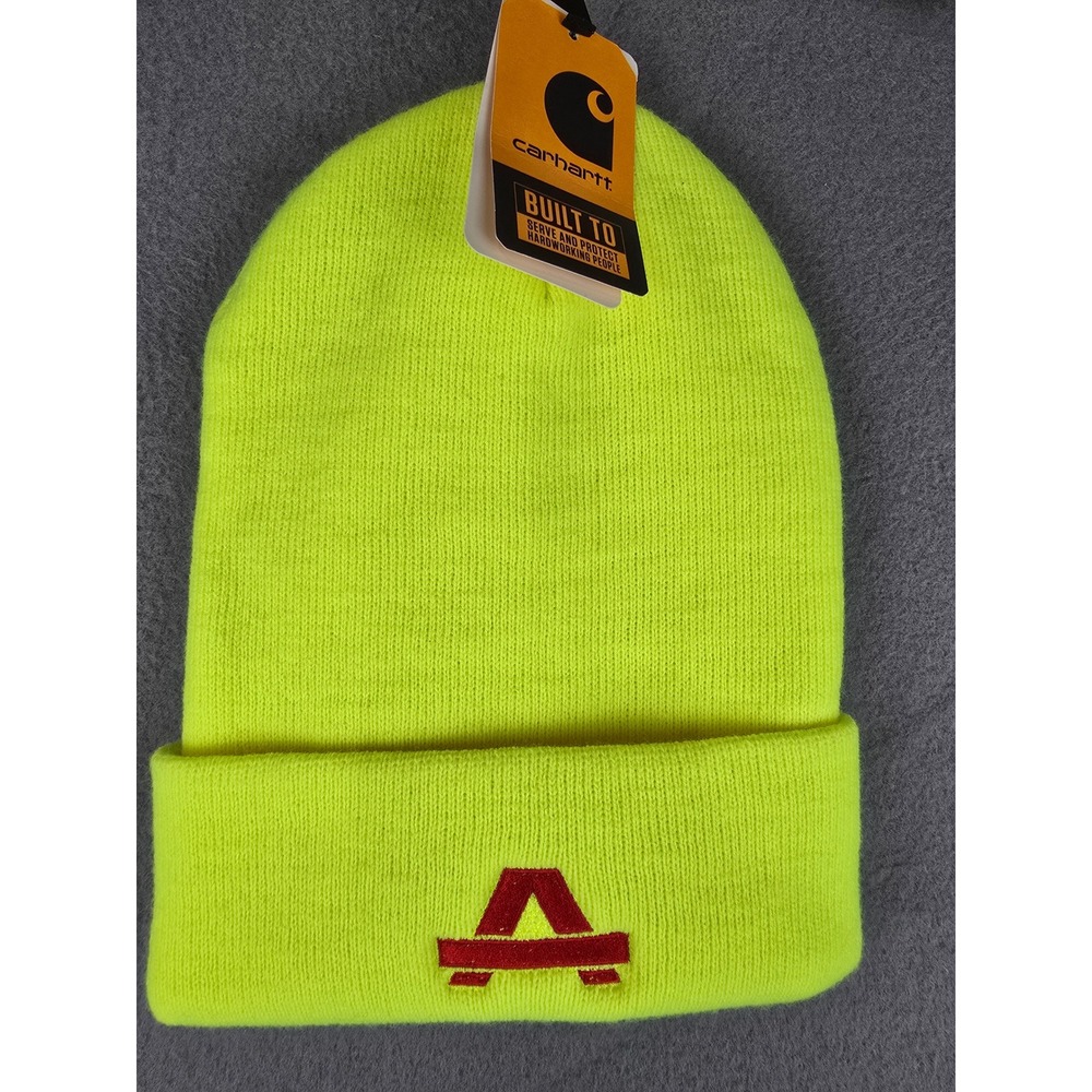 Carhartt Knit Cuffed Beanie One Size Neon Yellow New With Tags Winter Workwear